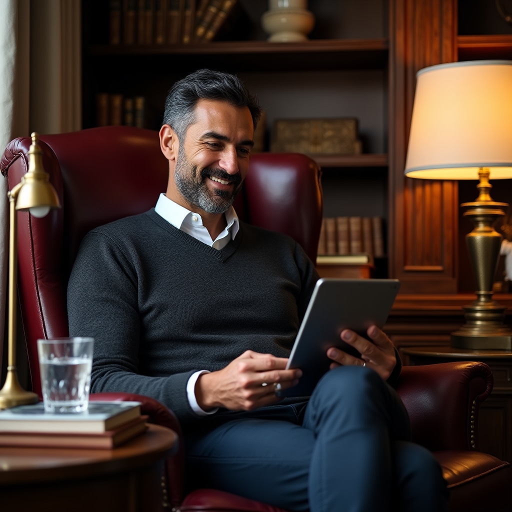 Person reviewing information on tablet