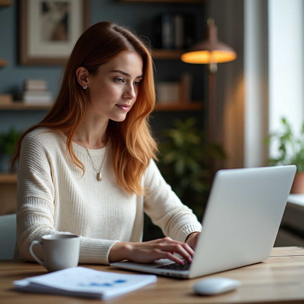 Person researching on laptop